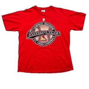 Vtg 2000 St Louis Cardinals Shirt Central Division Champions MLB Red Logo Men L